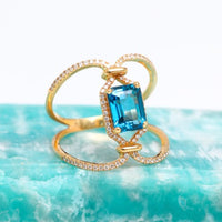 Crown Ring London Blue Topaz
