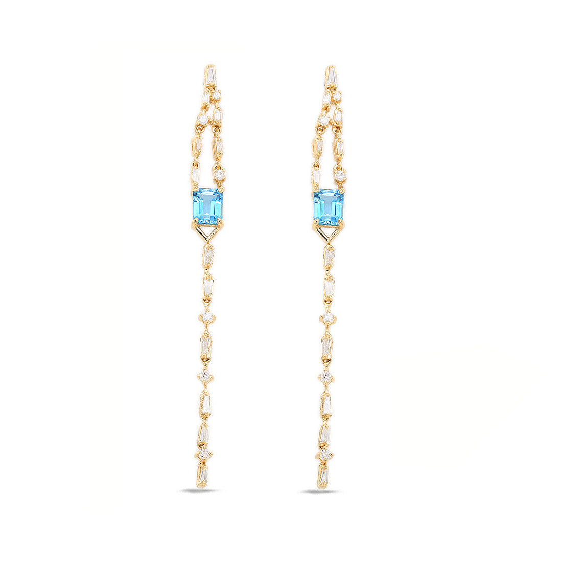 Miraculous Blue Topaz and Diamond Earrings