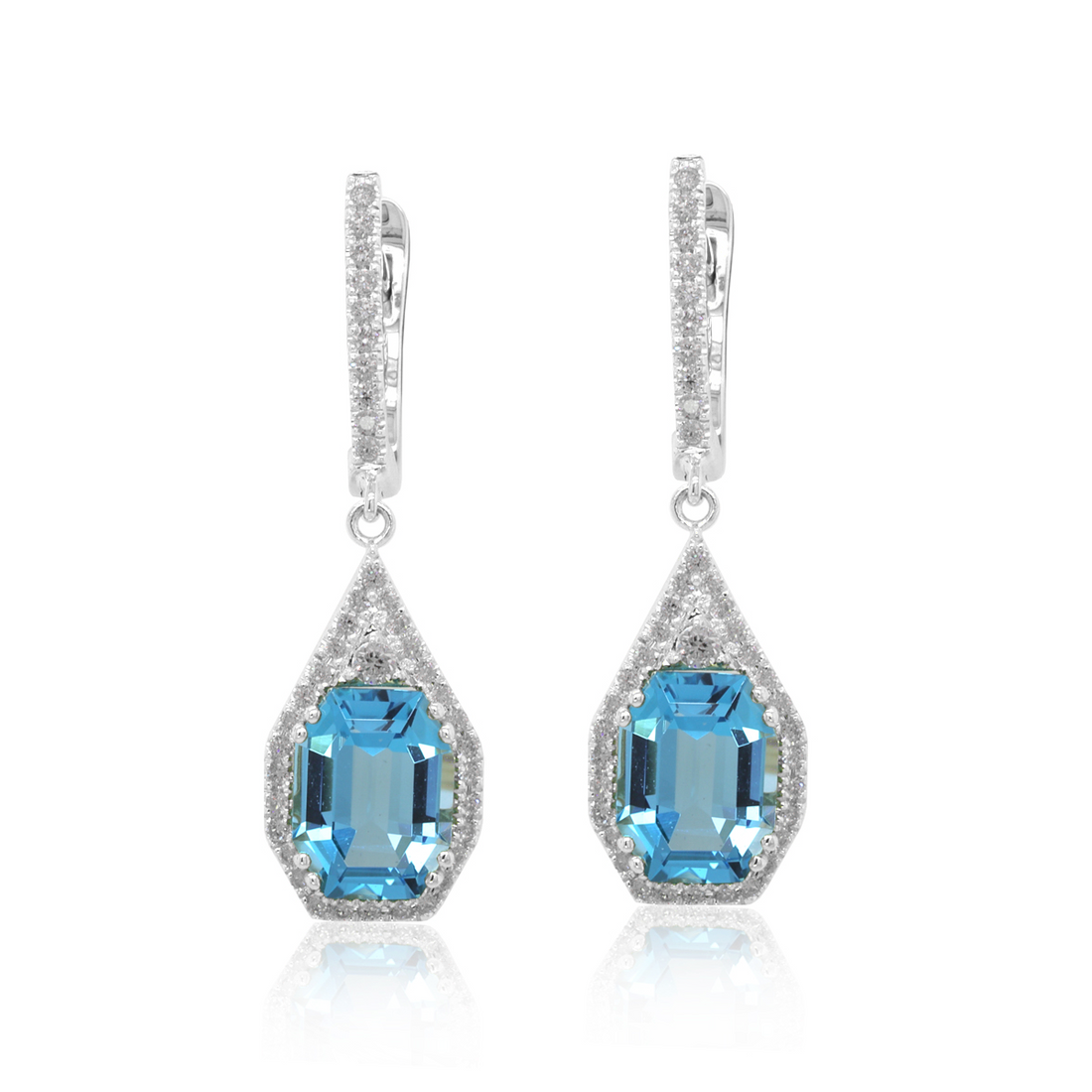 Wisdom Earrings – Blue Topaz and Diamond in 18k Gold