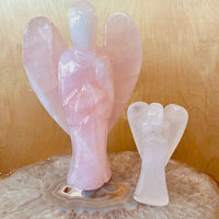 Rose Quartz Angel – 8" Crystal Carving for Heart Healing & Calm