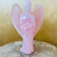Rose Quartz Angel – 8" Crystal Carving for Heart Healing & Calm
