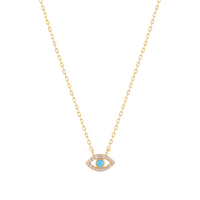Protection Necklace with Turquoise and Diamond
