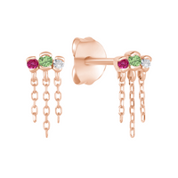 Gaze Earrings with Topaz & Pink Sapphire & Green Tsavorite