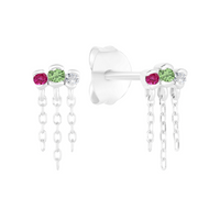 Gaze Earrings with Topaz & Pink Sapphire & Green Tsavorite