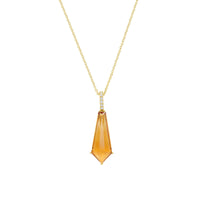 citrine pendant with diamonds on gold chain