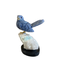 Dumortierite Bird on Aquamarine & Morganite