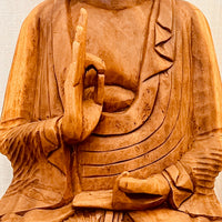 Hand-Carved Suar Wood Buddha Statue