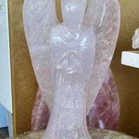 Large Rose Quartz Angel – 11" Hand-Carved Crystal for Love & Protection