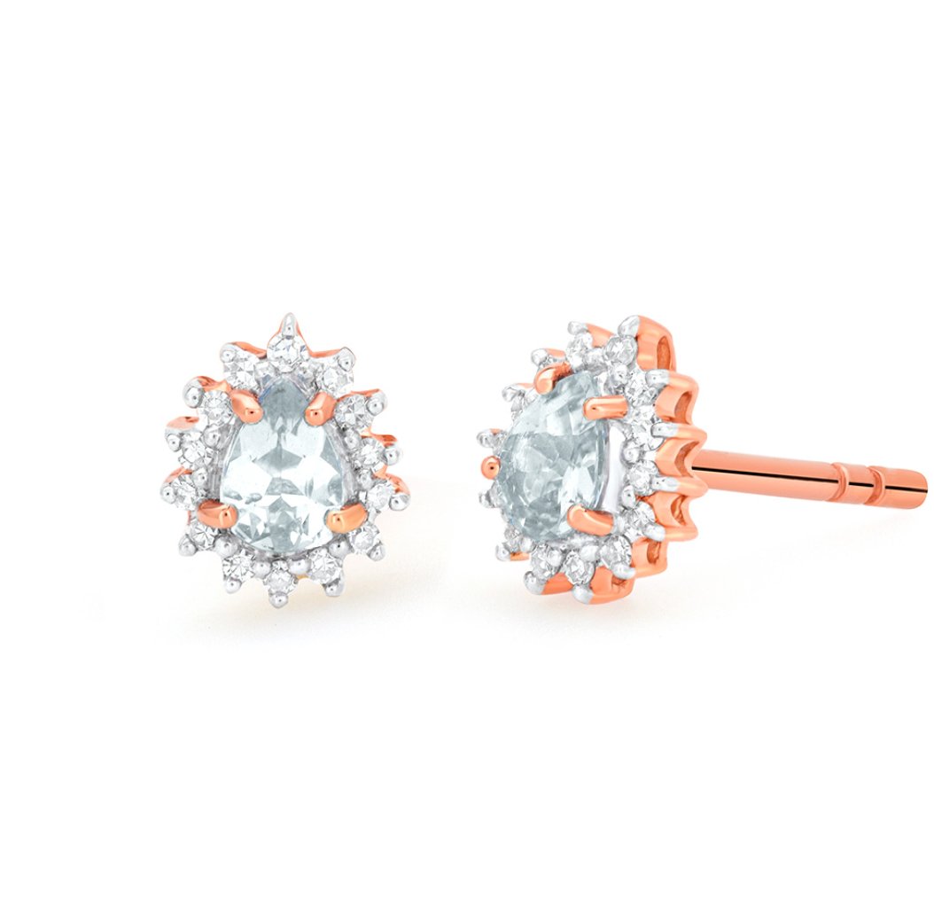 Marie Aquamarine and Diamond Earrings - Ele Keats Jewelry