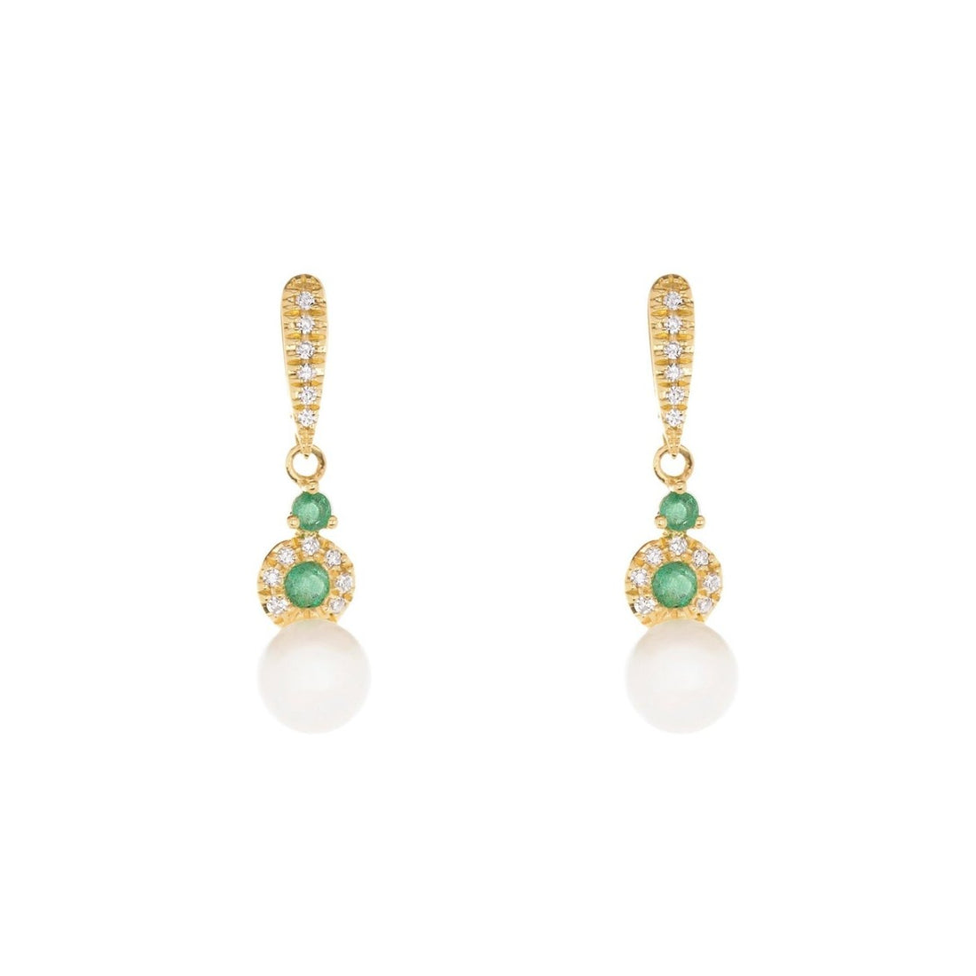 Pearl Love Emerald and Pearl Earrings - Ele Keats Jewelry