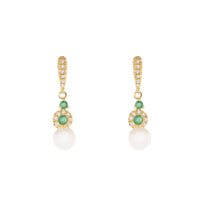 Pearl Love Emerald and Pearl Earrings - Ele Keats Jewelry