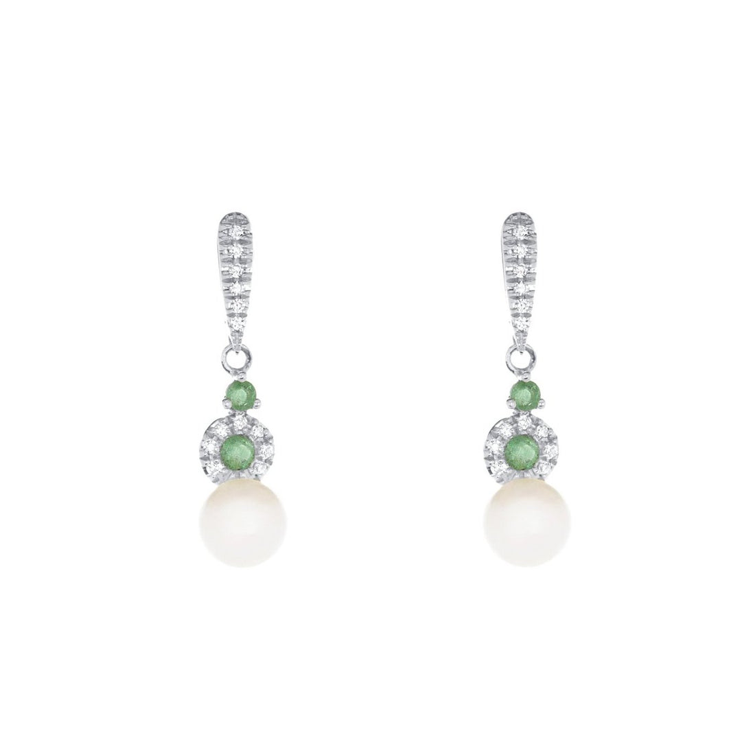 Pearl Love Emerald and Pearl Earrings - Ele Keats Jewelry