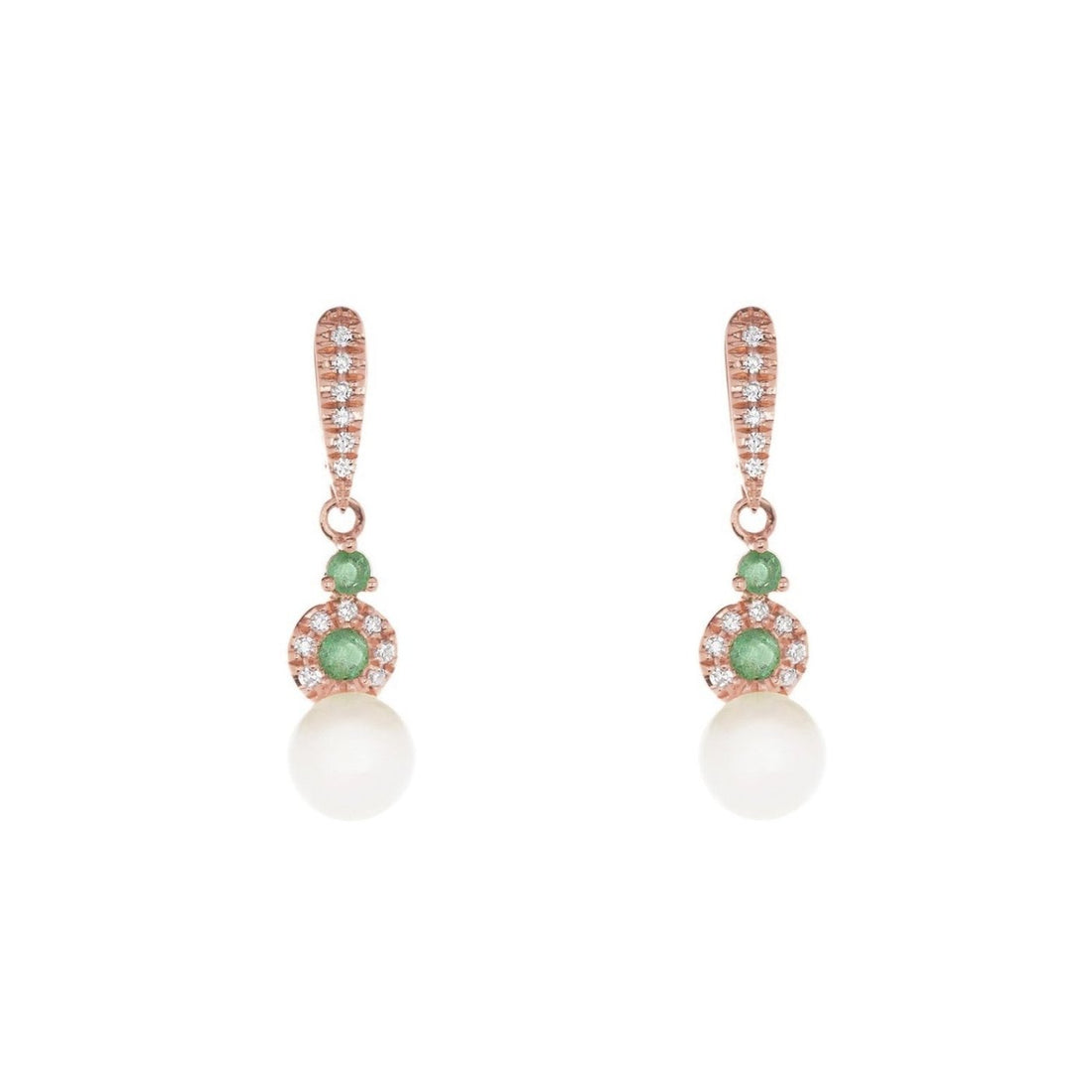 Pearl Love Emerald and Pearl Earrings - Ele Keats Jewelry