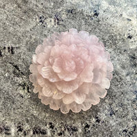 Rose Quartz Crystal Flower – Hand-Carved Round Bloom for Heart Energy