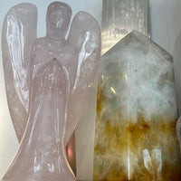 Large Rose Quartz Angel – 11" Hand-Carved Crystal for Love & Protection