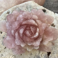 Pink rose carving on a stone surface