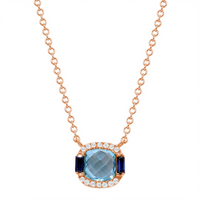 Graduate Blue Topaz and Sapphire Necklace
