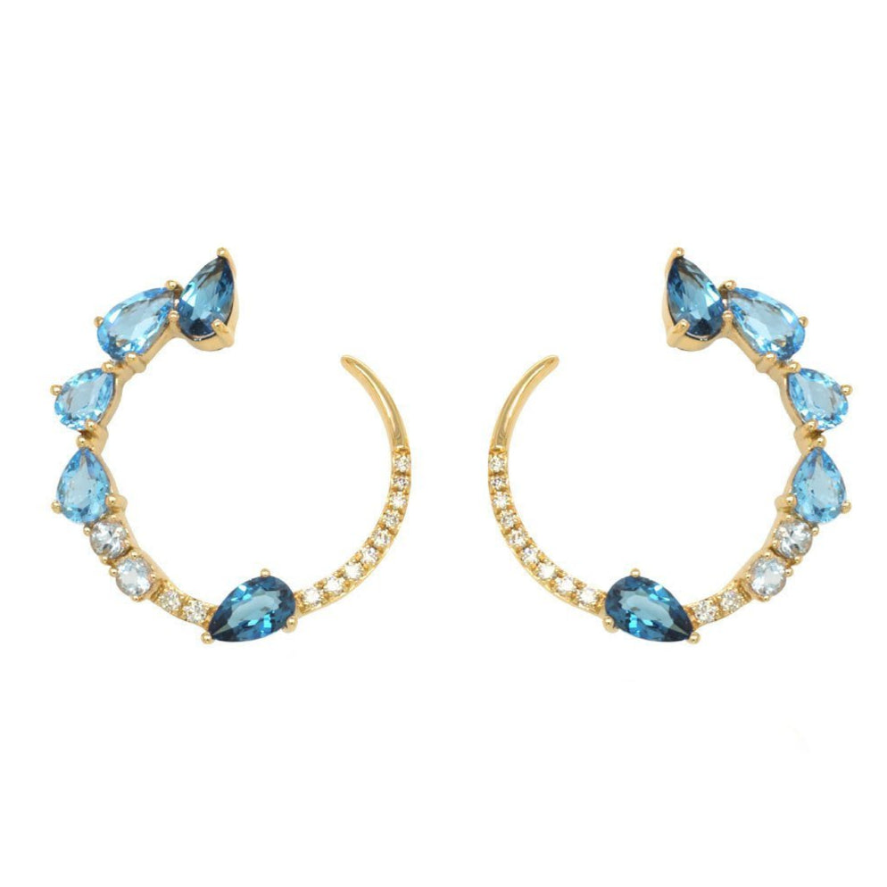 Transformation Multi Blue Topaz and Diamond Earrings - Ele Keats Jewelry