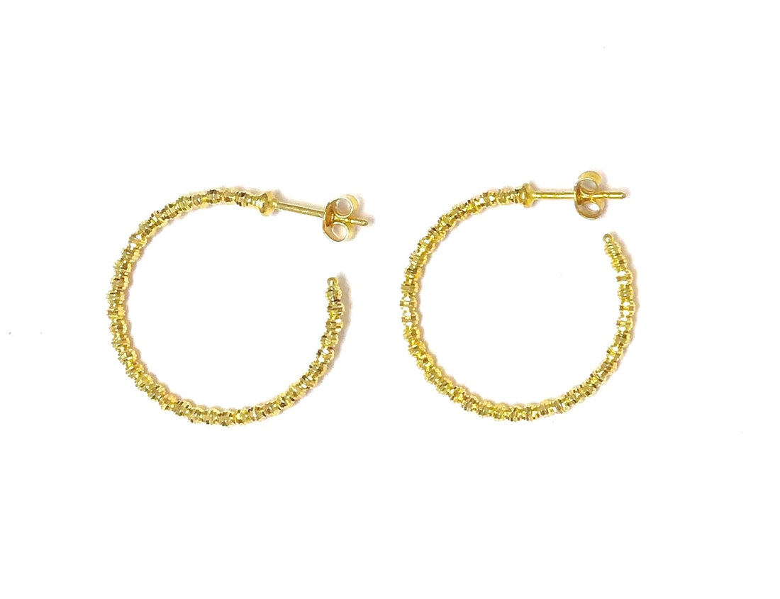 Gold Faceted Hoops - Ele Keats Jewelry