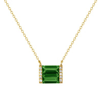 Gold, diamond, and green tourmaline double baguette necklace - Ele Keats Jewelry
