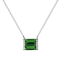 White gold, diamond, and green tourmaline double baguette necklace - Ele Keats Jewelry - Ele Keats Jewelry