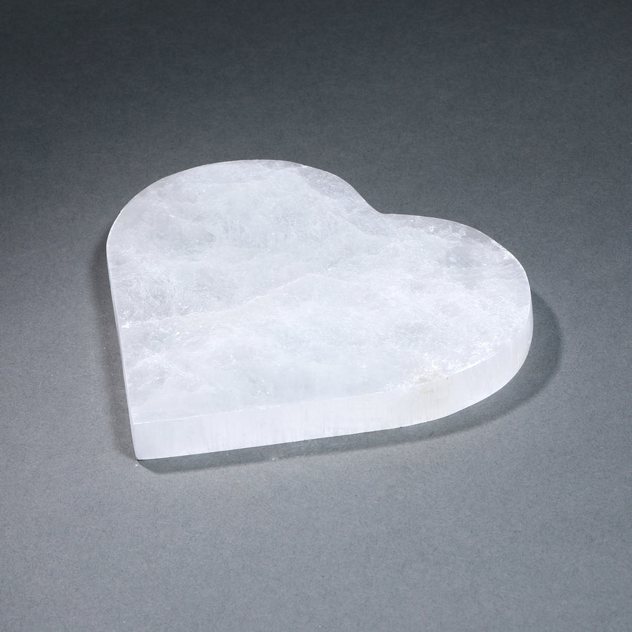 Selenite Heart Plate 6"