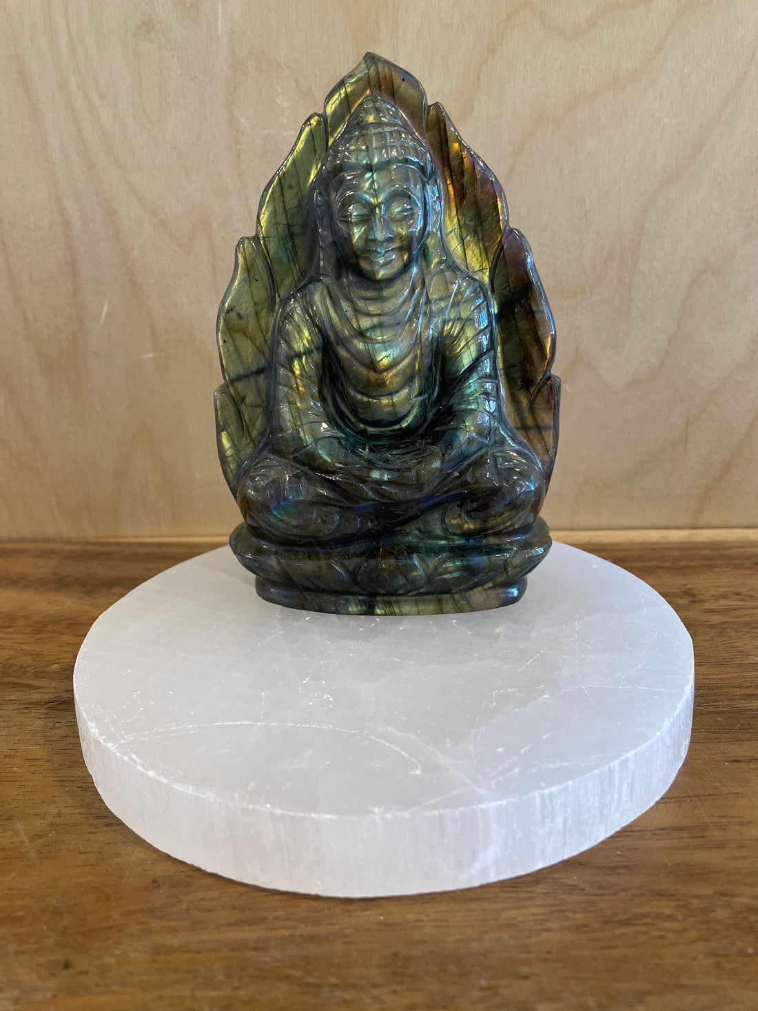 Hand-Carved Labradorite Buddha Lotus Pose