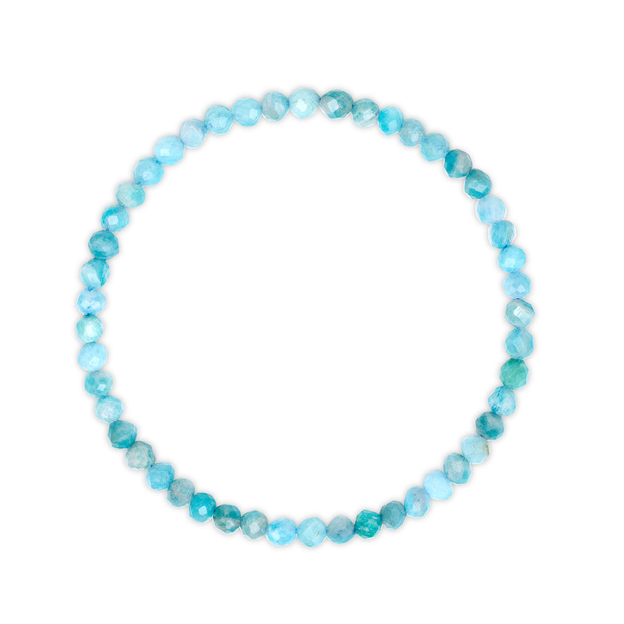 Amazonite faceted beaded bracelet on a white background