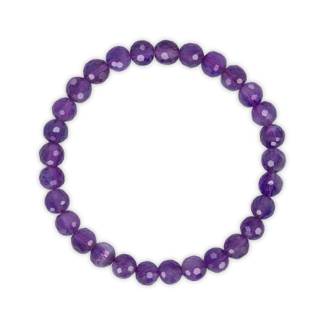 Purple beaded bracelet on a white background