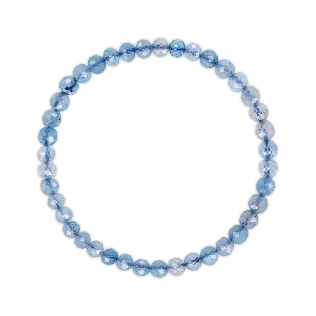 Blue beaded bracelet on a white background