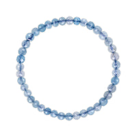 Blue beaded bracelet on a white background