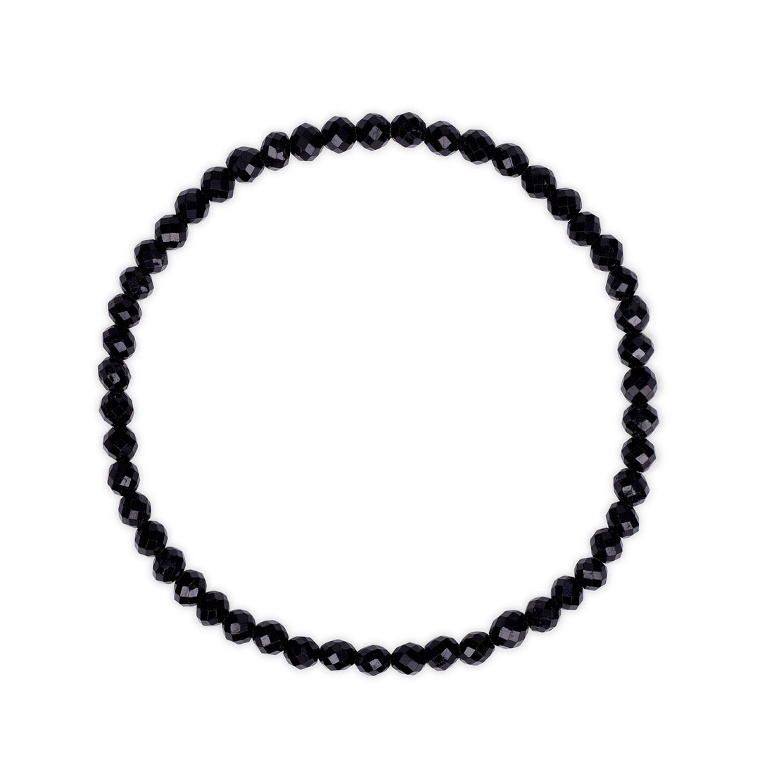 Black beaded tourmaline bracelet on a white background