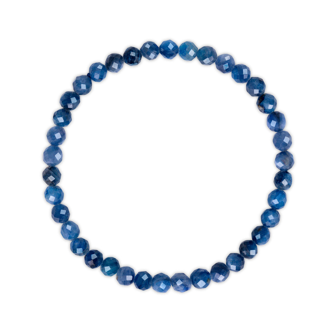 Blue beaded bracelet on a white background