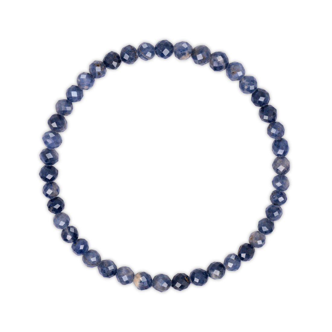 Blue beaded bracelet on a white background