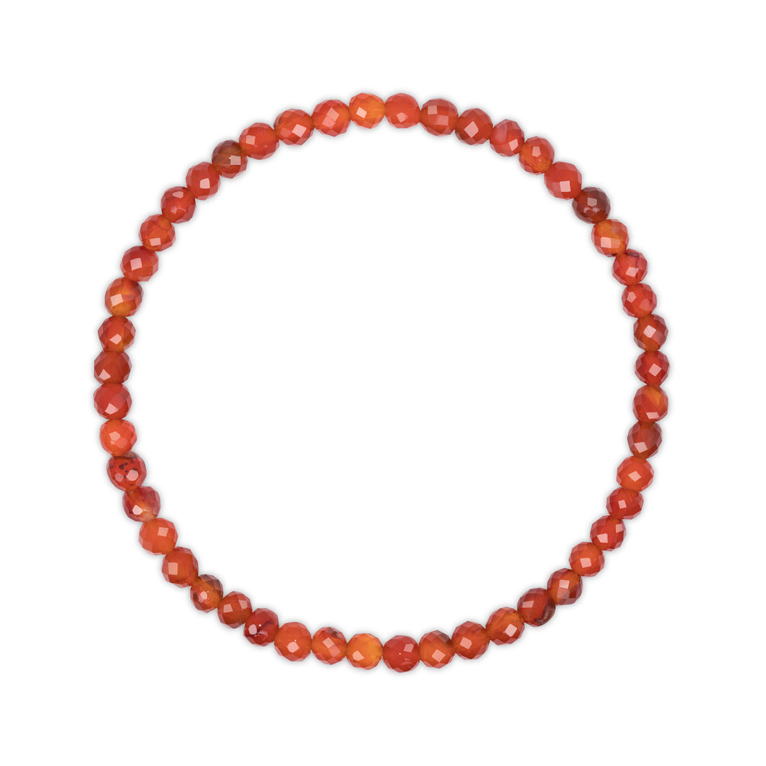 Faceted red beaded necklace on a white background