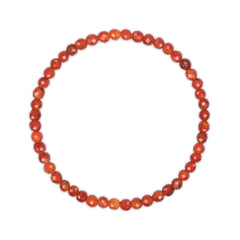 Faceted red beaded necklace on a white background
