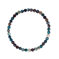 Multicolored faceted chrysocolla beaded bracelet on a white background