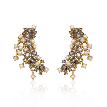 Moon Glimmer Diamond and Pearl Earrings