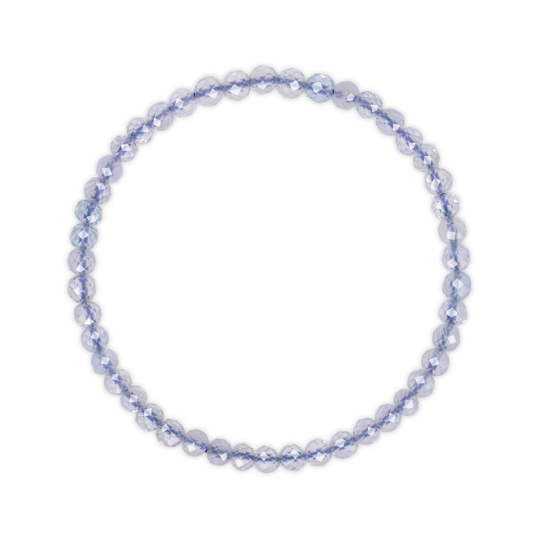 Gem quality light blue faceted topaz beaded bracelet on white background