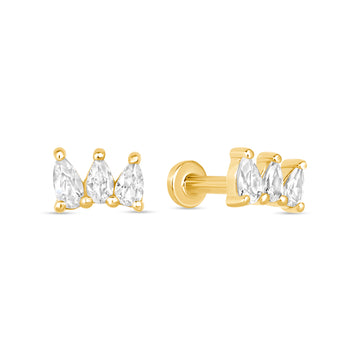 Alignment Earrings with White Sapphire