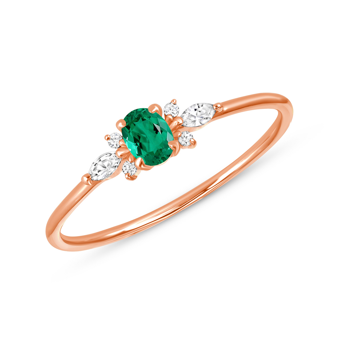 Admire Ring with White Sapphire & Emerald