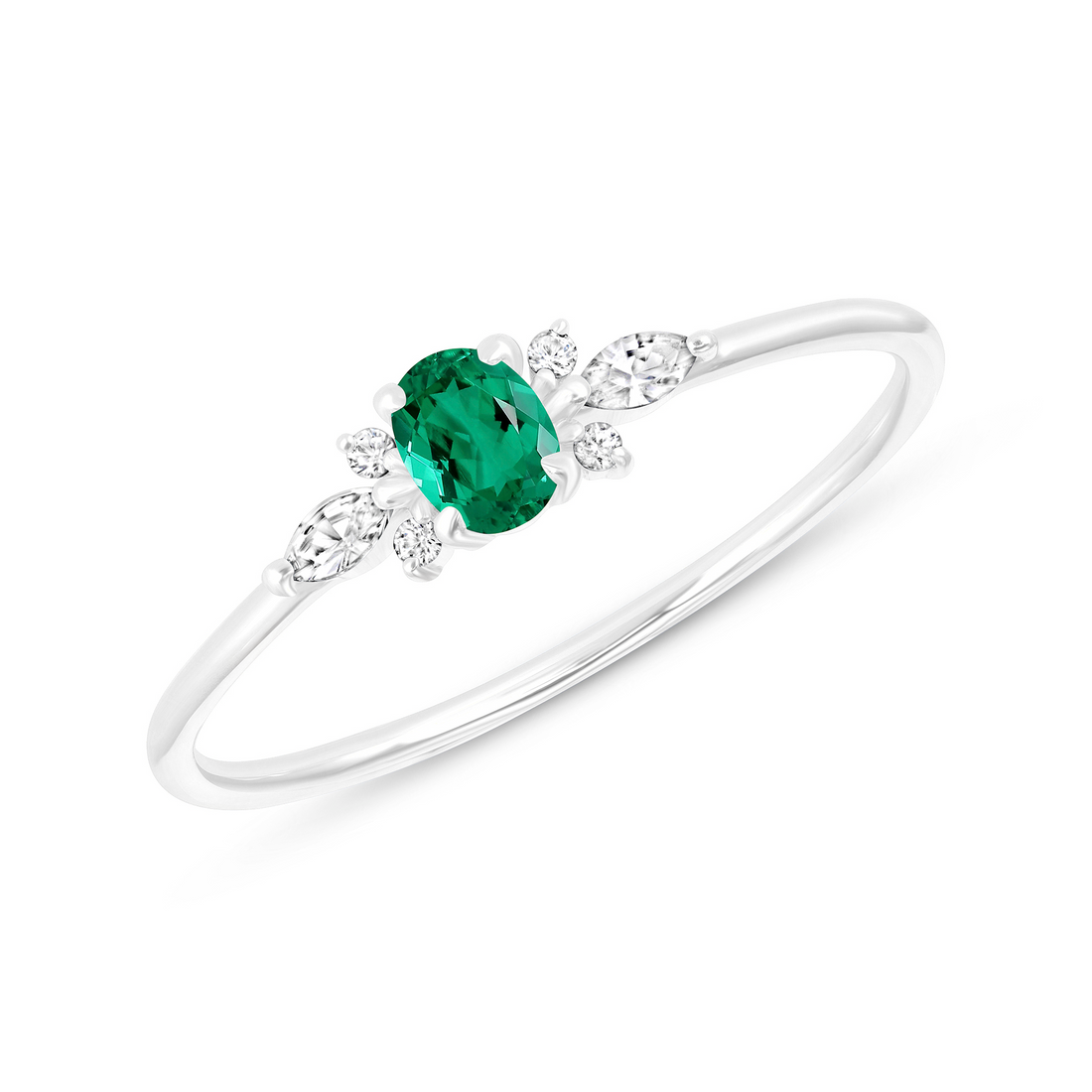 Admire Ring with White Sapphire & Emerald