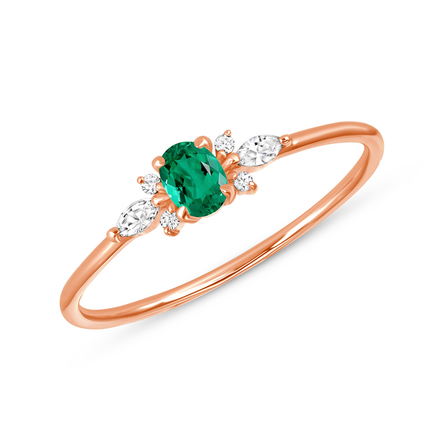 Admire Ring with White Sapphire & Emerald