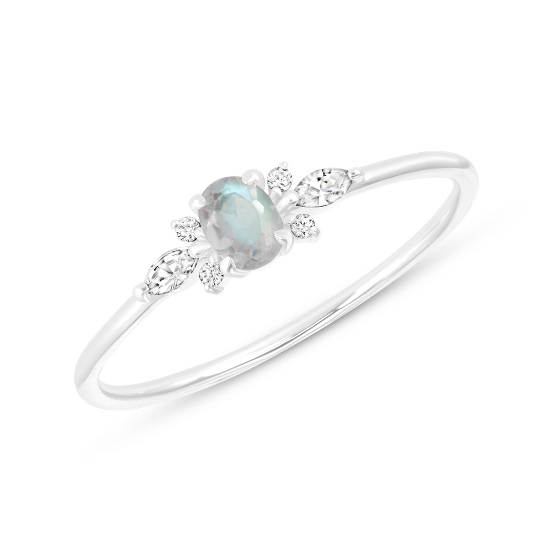 Admire Ring with White Sapphire & Blue Moonstone