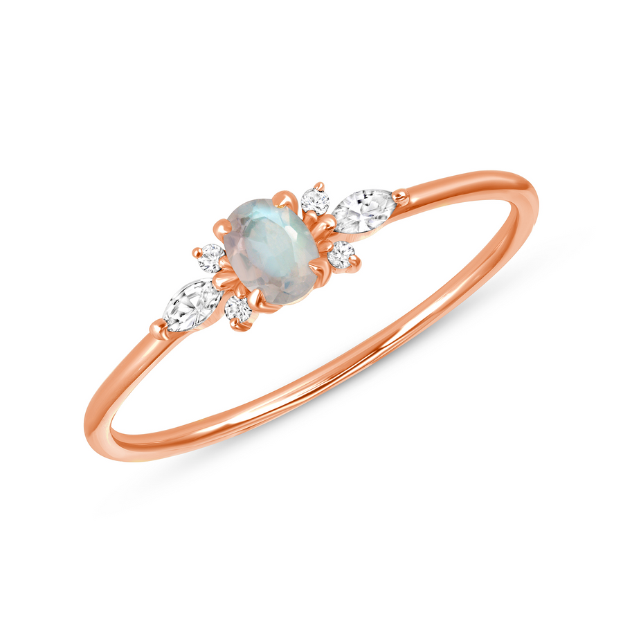Admire Ring with White Sapphire & Blue Moonstone