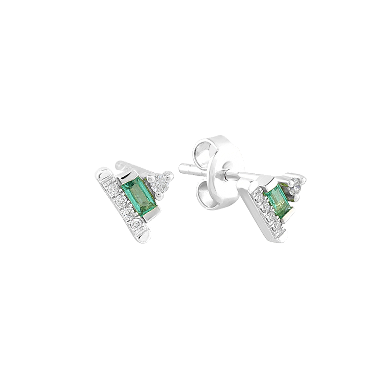 Pyramid Emerald and Diamond Earrings