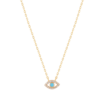Protection Necklace with Turquoise and Diamond