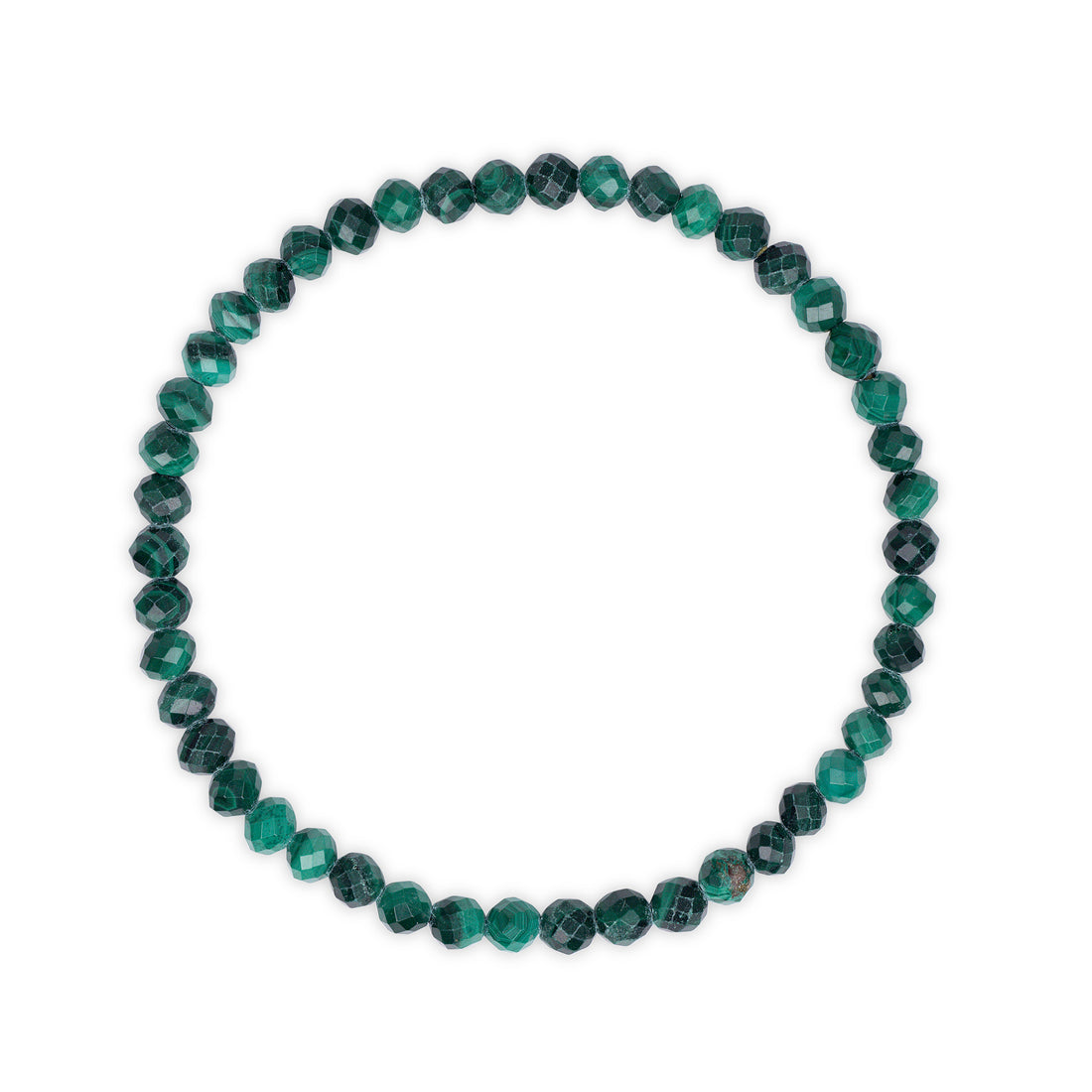 Faceted Green malachite beaded bracelet on a white background