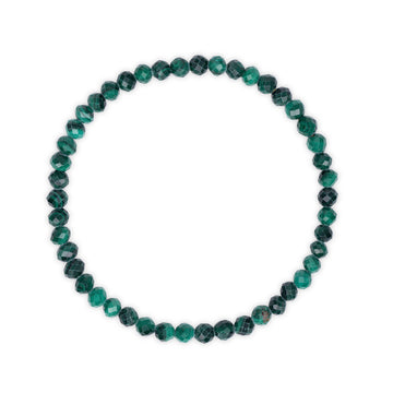 Faceted Green malachite beaded bracelet on a white background