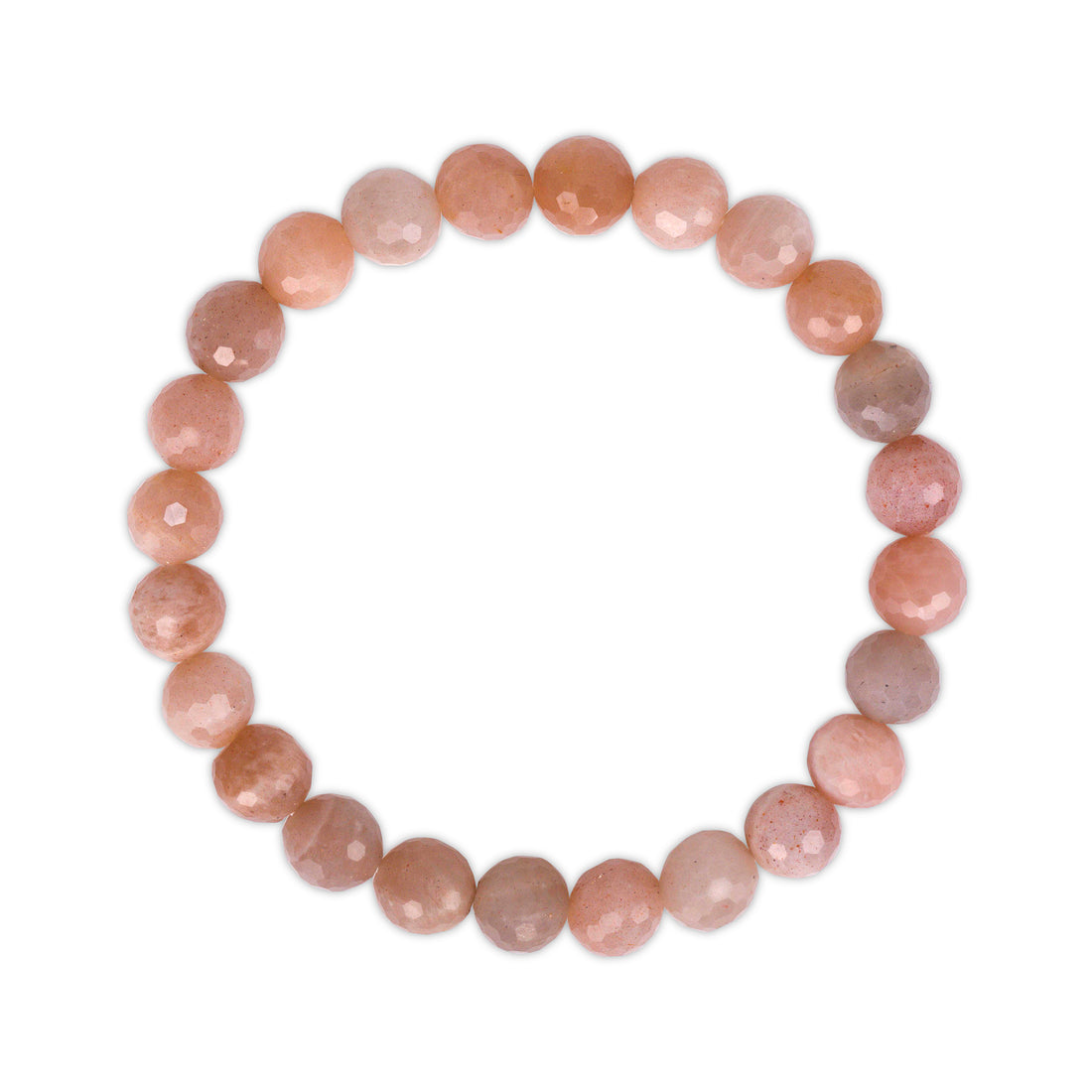 Beaded bracelet with pink and brown stones on a white background